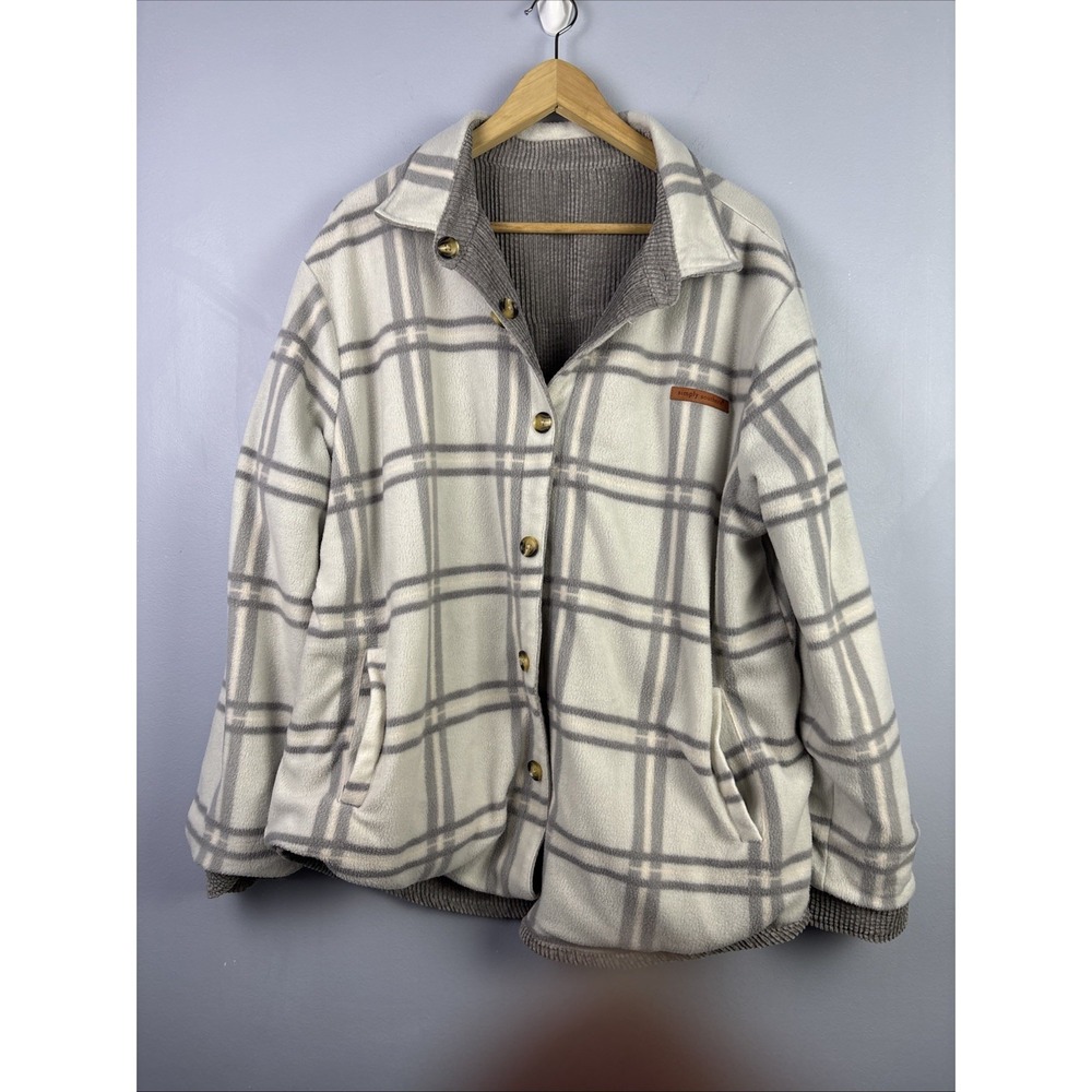 Men's Simply Southern Reversible Corduroy Fleece Shacket Size XXL Preppy - Picture 7 of 14